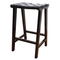 SM-CH-02,-STOOL-WITH-LEATHER-(FULL-BLACK),-41X35X66CM